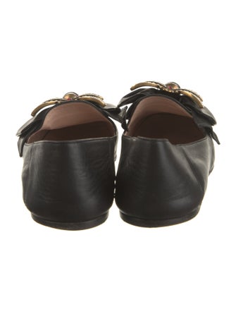 Gucci Faux Pearl Accents Leather Loafers