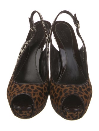 Gucci Ponyhair Animal Print Slingback Pumps
