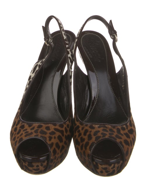 Gucci Ponyhair Animal Print Slingback Pumps