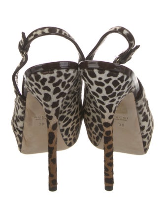 Gucci Ponyhair Animal Print Slingback Pumps
