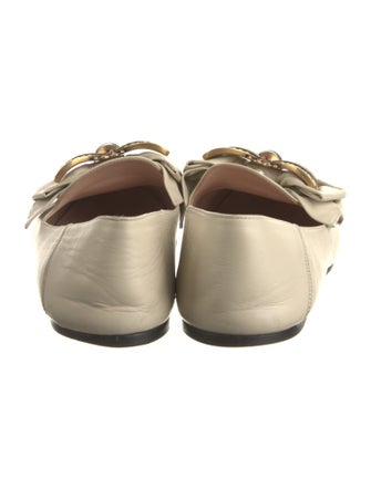 Gucci Faux Pearl Accents Leather Loafers