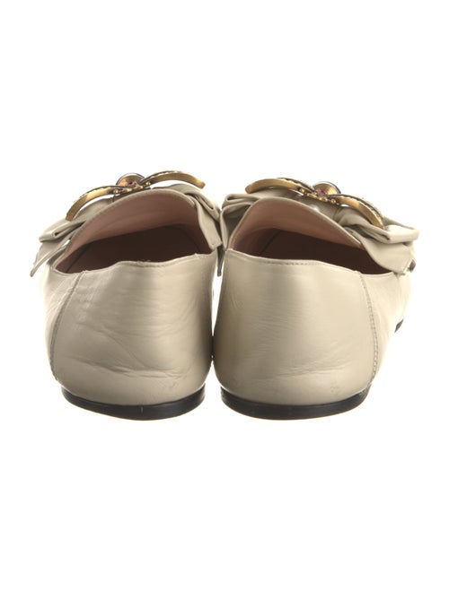 Gucci Faux Pearl Accents Leather Loafers