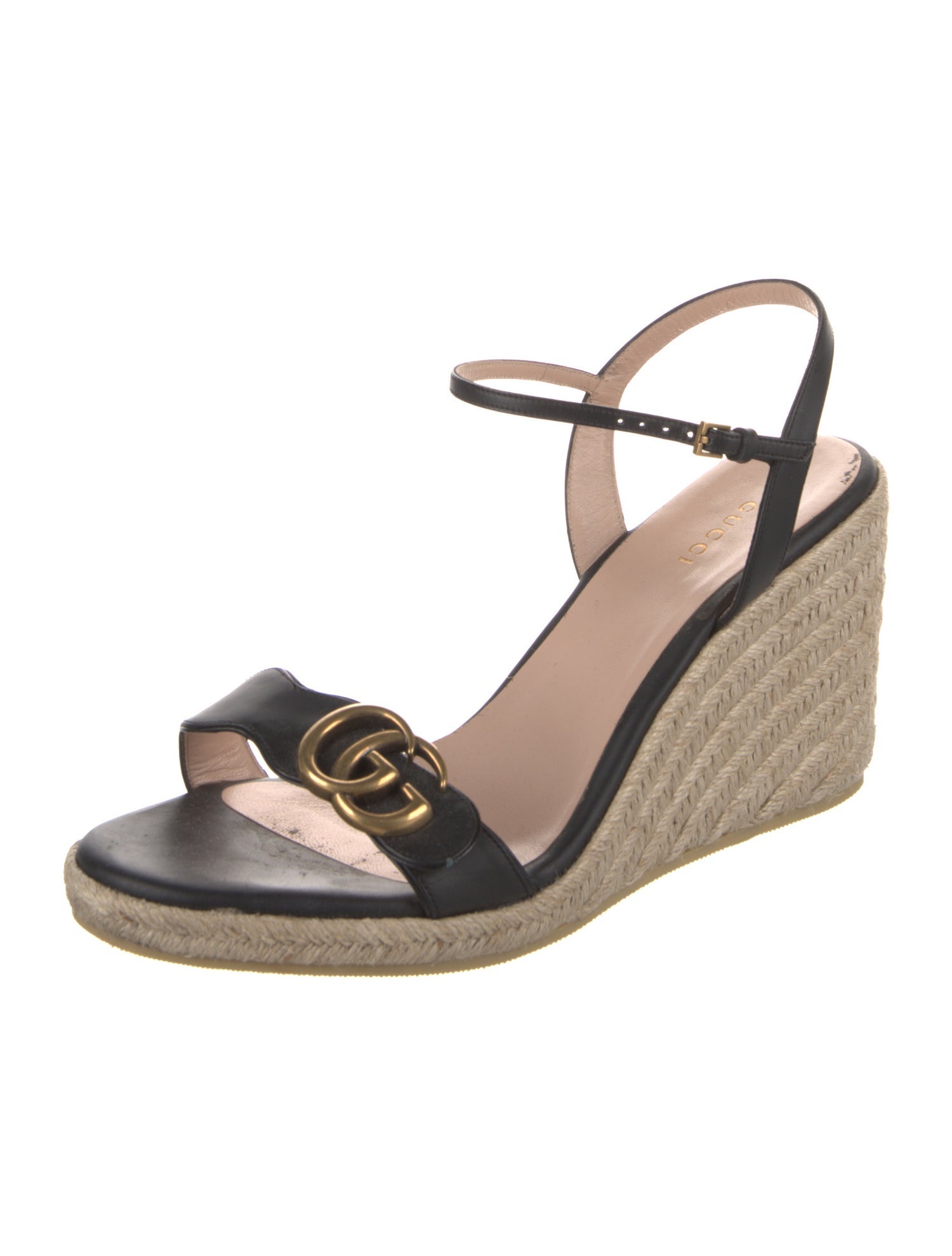 Gucci Double G Logo Leather Espadrilles