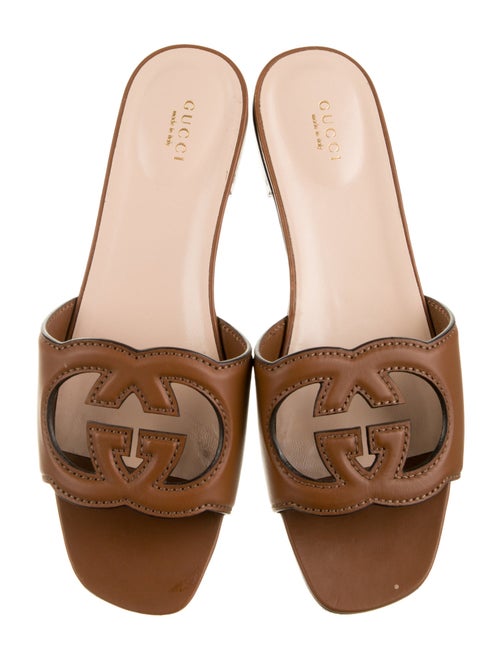 Gucci Interlocking G Logo Leather Slides