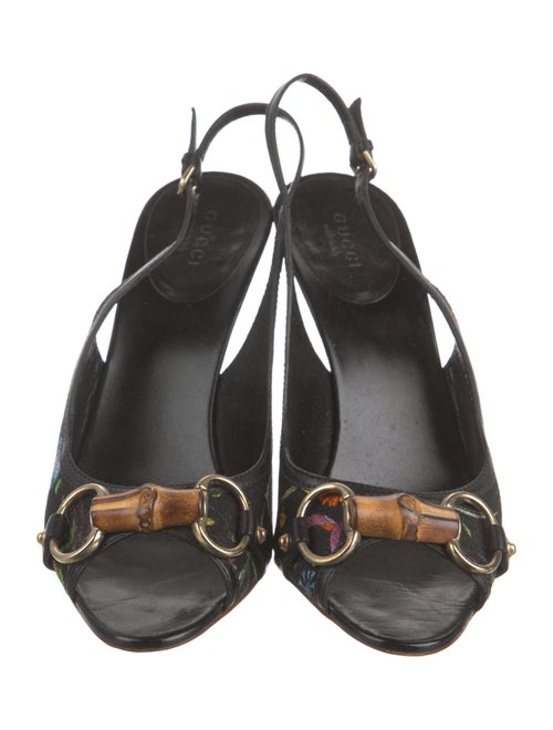 Gucci Flora Knight Print Canvas Slingback Pumps