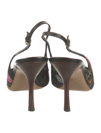 Gucci Flora Knight Print Canvas Slingback Pumps
