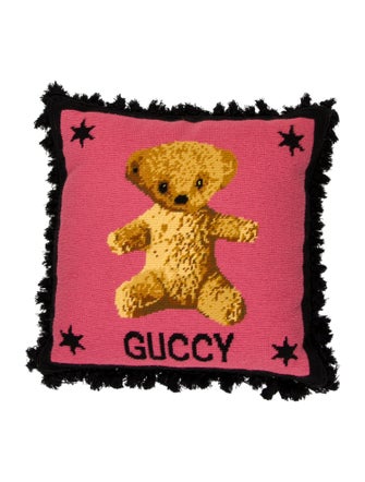 Gucci 'GUCCY' Teddy Bear Needlepoint Cushion