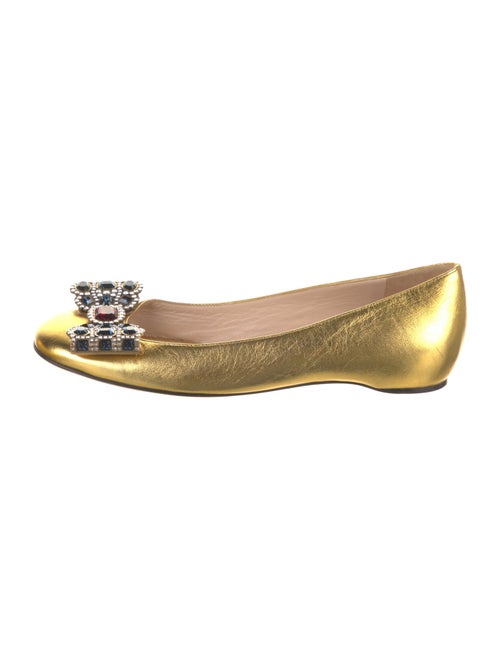 Gucci Spike Accents Leather Flats