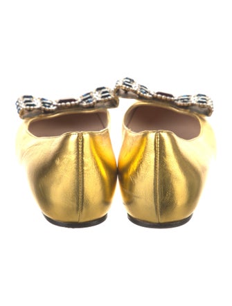 Gucci Spike Accents Leather Flats