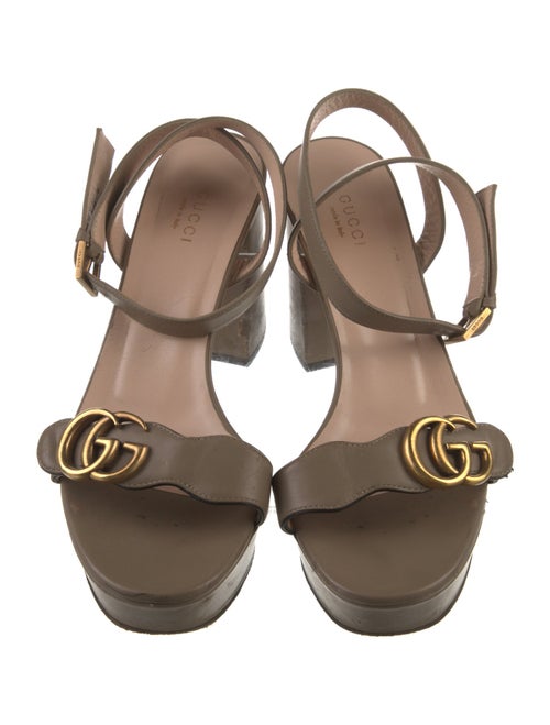 Gucci Double G Logo Leather Sandals