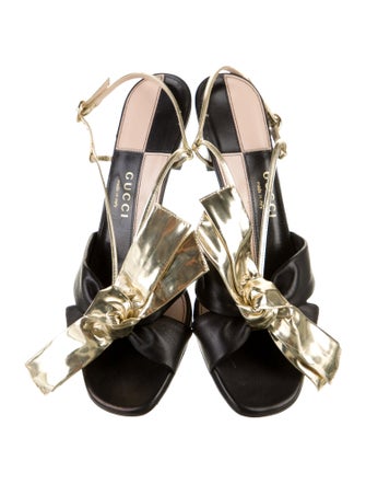 Gucci Leather Colorblock Pattern Slingback Sandals