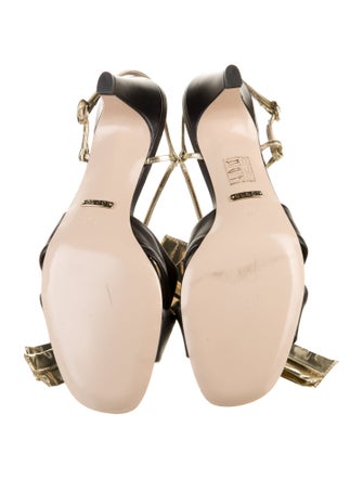 Gucci Leather Colorblock Pattern Slingback Sandals