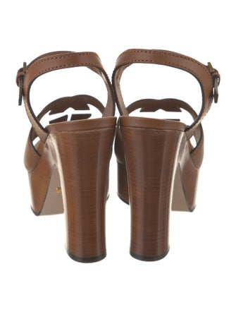 Gucci Interlocking G Logo Leather Sandals
