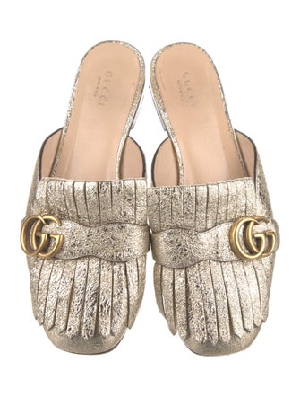 Gucci Double G Logo Leather Mules
