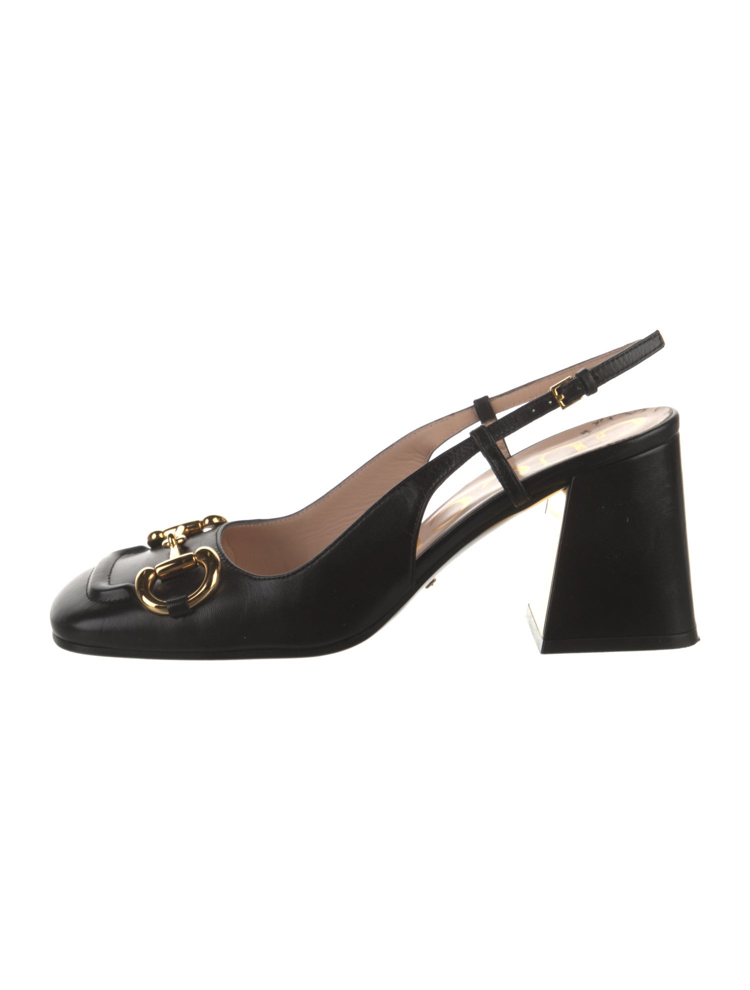 Gucci Horsebit Accent Leather Slingback Pumps