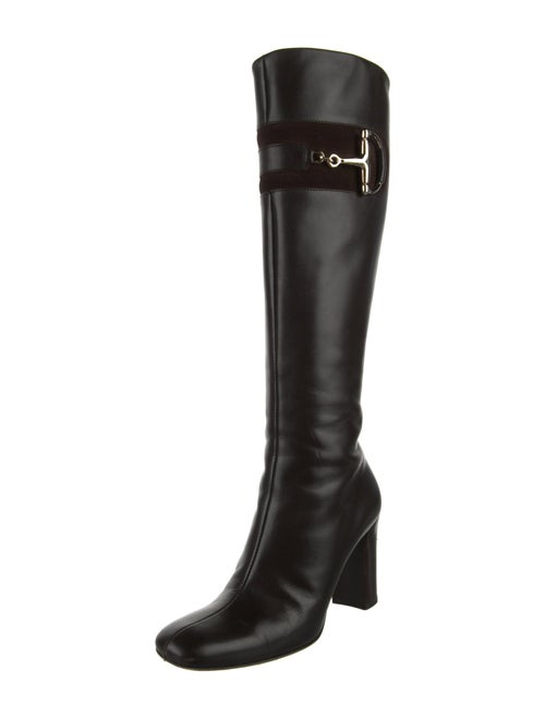 Gucci Hasler Horsebit Accent Leather Riding Boots