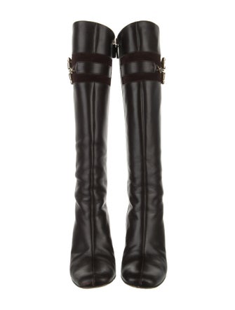 Gucci Hasler Horsebit Accent Leather Riding Boots