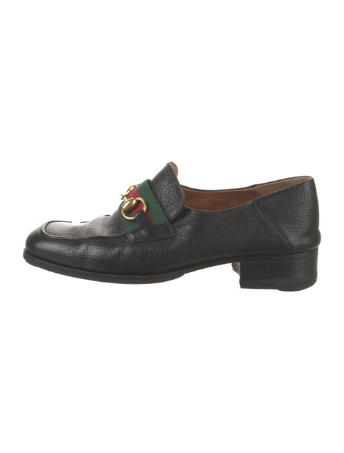 Gucci Web Accent Leather Loafers