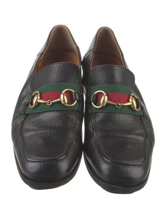 Gucci Web Accent Leather Loafers