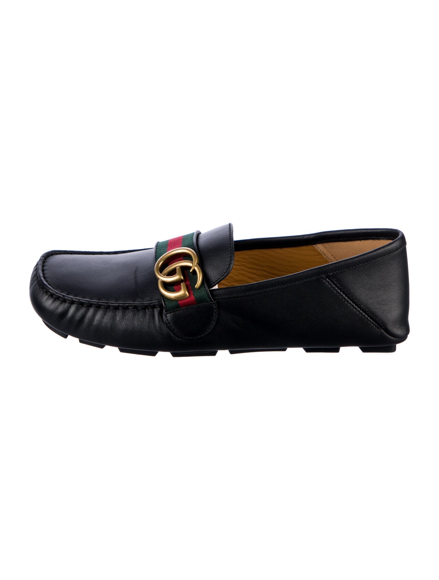 Gucci Web Accent Leather Loafers w/ Tags