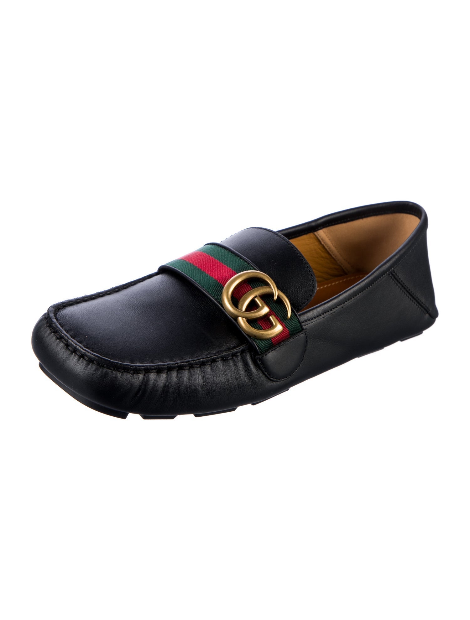 Gucci Web Accent Leather Loafers w/ Tags
