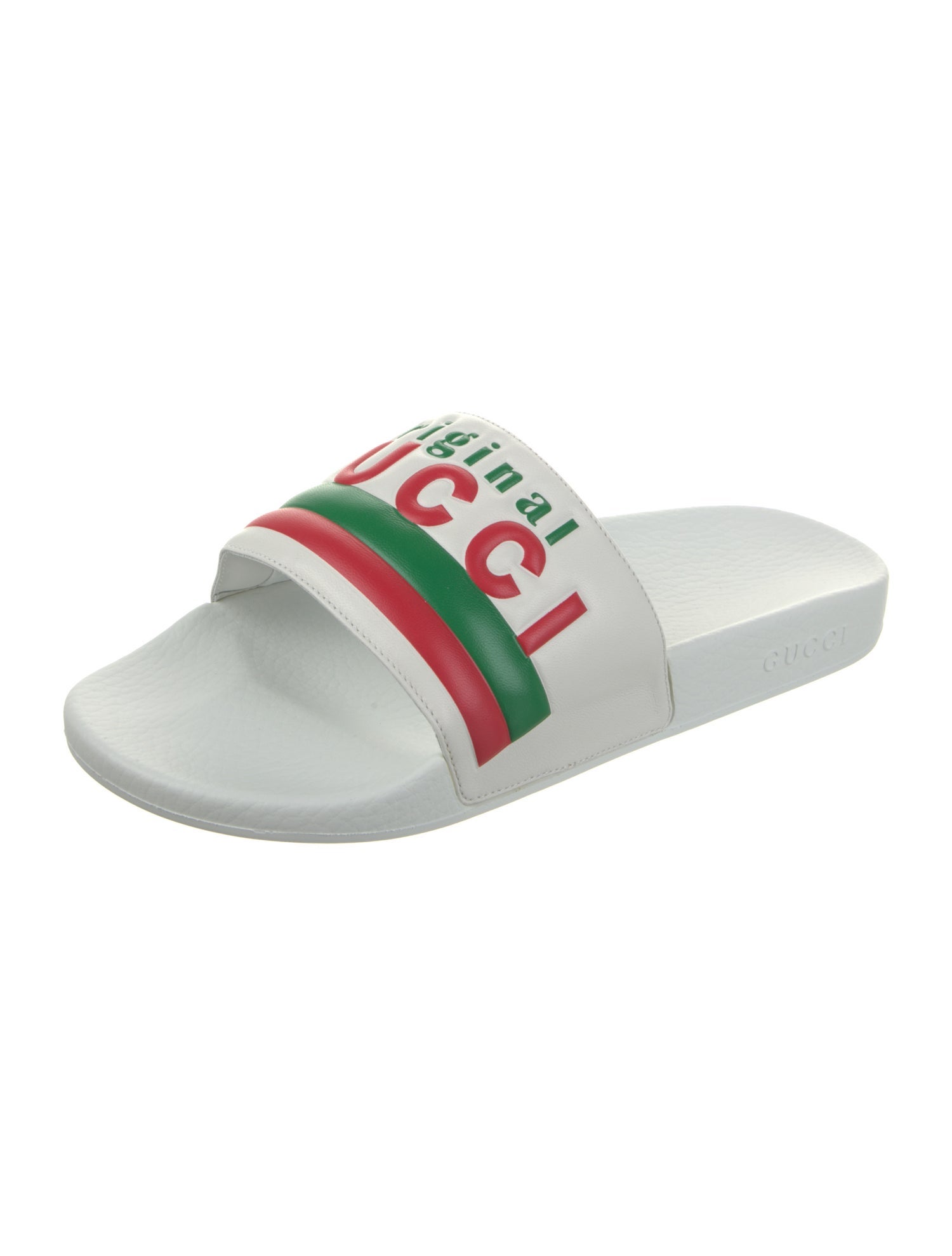 Gucci Leather Graphic Print Slides