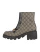 Gucci GG Supreme Leather Trim Embellishment Moto Boots
