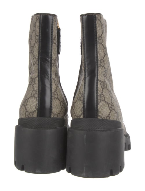 Gucci GG Supreme Leather Trim Embellishment Moto Boots