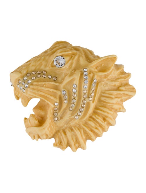 Gucci Crystal & Resin Tiger Head Brooch