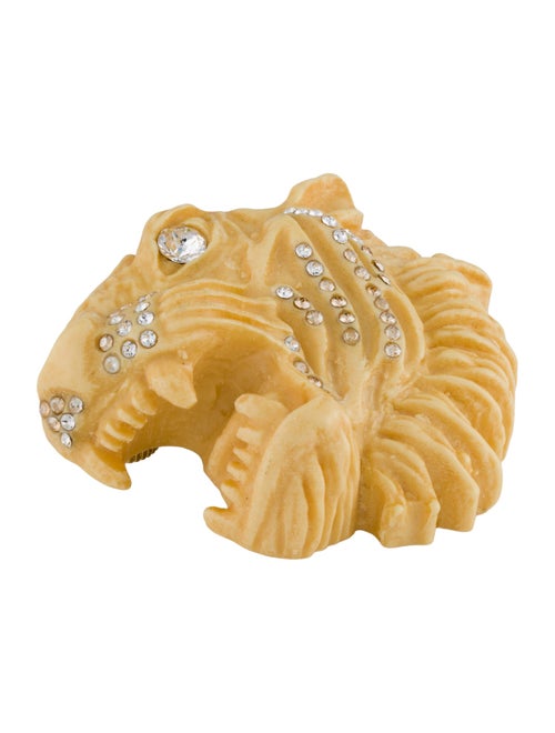 Gucci Crystal & Resin Tiger Head Brooch
