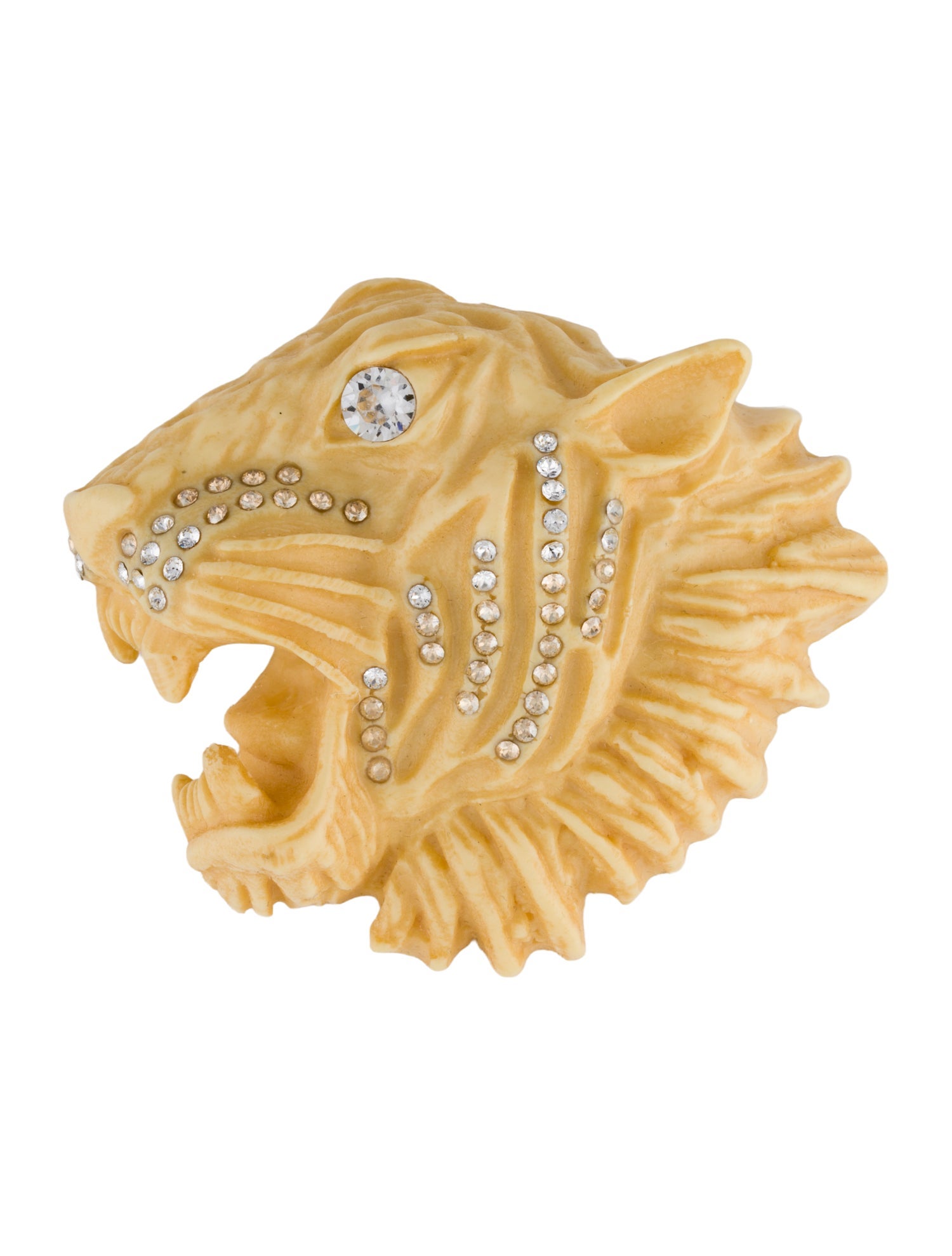 Gucci Crystal & Resin Tiger Head Brooch