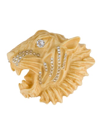 Gucci Crystal & Resin Tiger Head Brooch