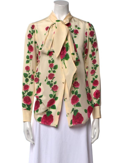 Gucci Silk Floral Print Button-Up Top