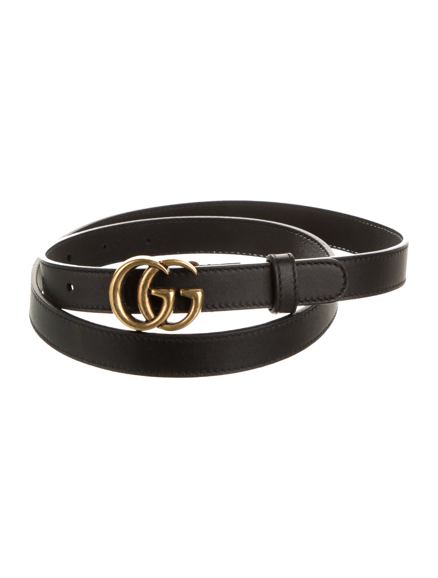Gucci Double G Logo Skinny Belt