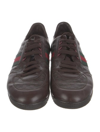 Gucci Web Accent Leather Sneakers