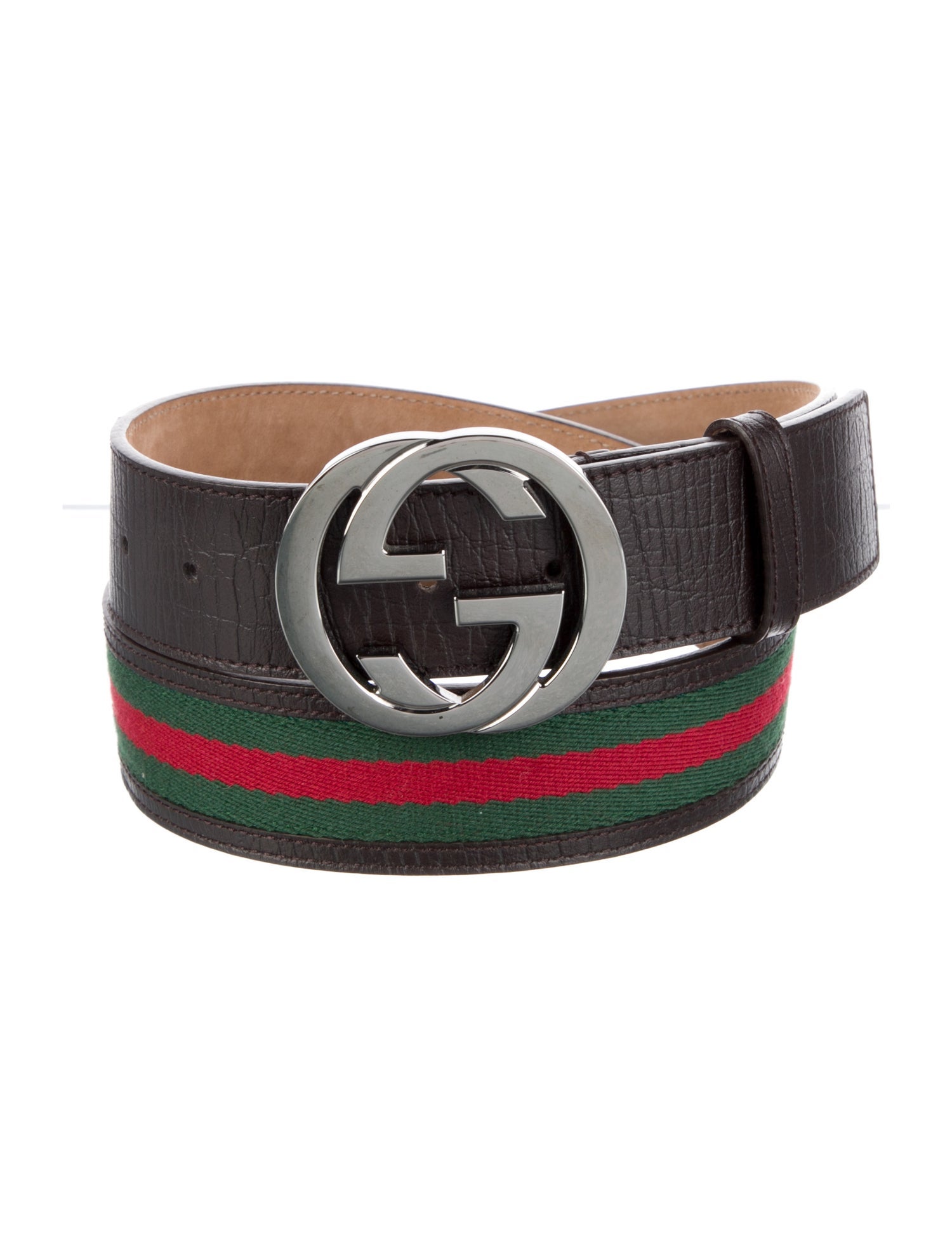 Gucci Web Accent Leather Belt