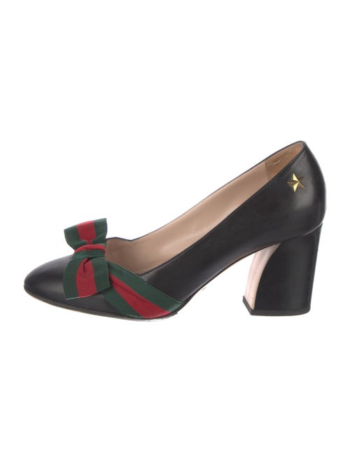 Gucci Web Accent Leather Pumps