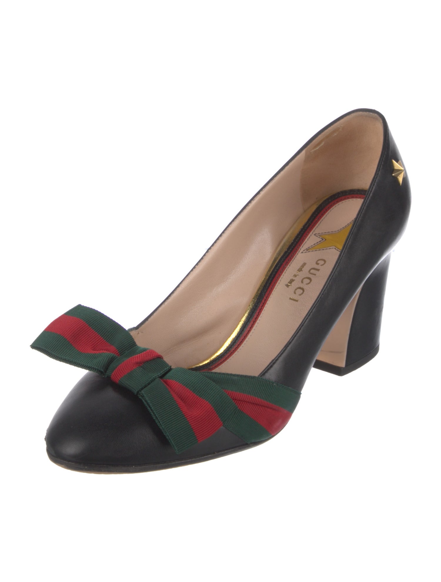 Gucci Web Accent Leather Pumps