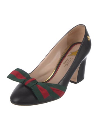 Gucci Web Accent Leather Pumps