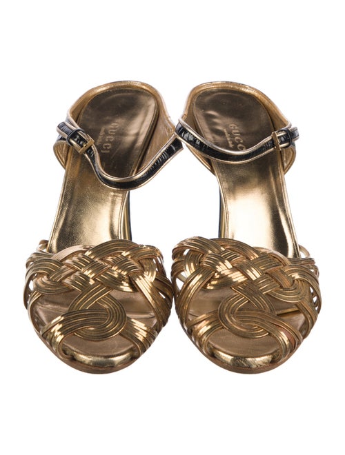 Gucci Patent Leather Chain-Link Accents Mules