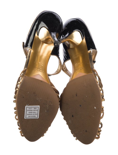 Gucci Patent Leather Chain-Link Accents Mules