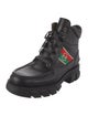 Gucci Leather Graphic Print Combat Boots