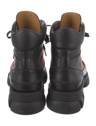 Gucci Leather Graphic Print Combat Boots