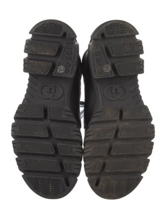 Gucci Leather Graphic Print Combat Boots