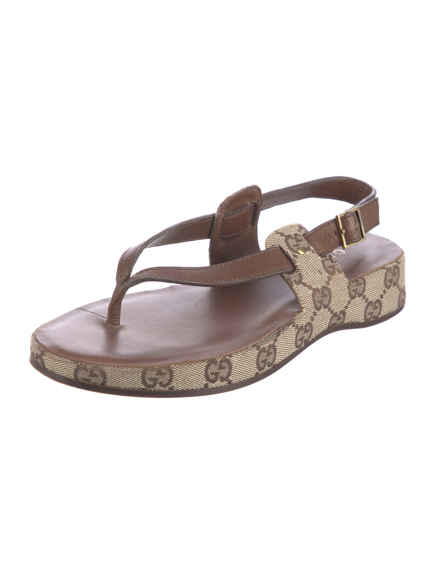 Gucci GG Canvas Canvas T-Strap Sandals