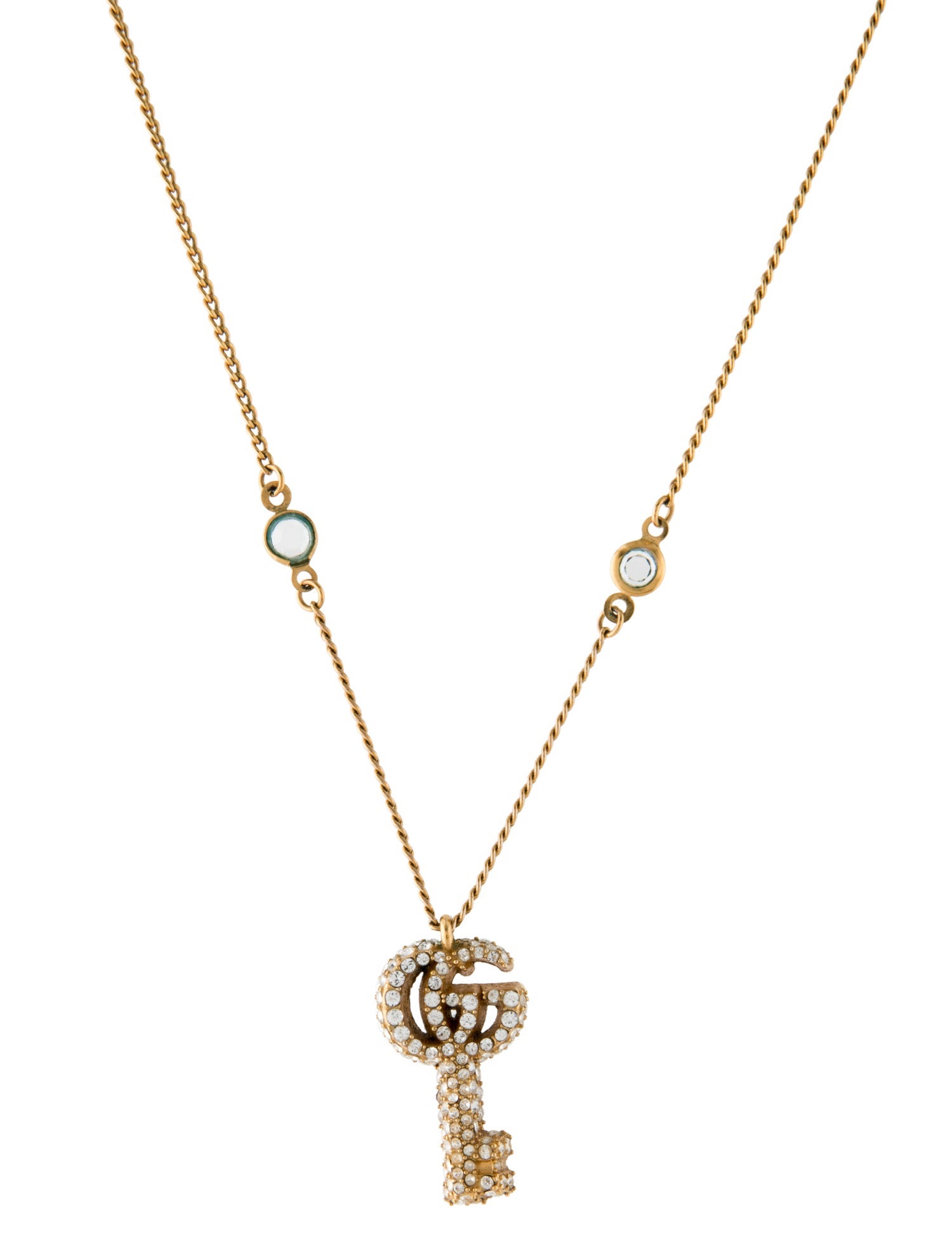 Gucci GG Marmont Key Crystal Pendant Necklace
