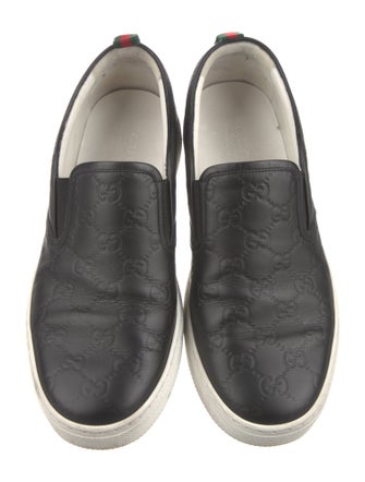 Gucci Web Accent Leather Loafers