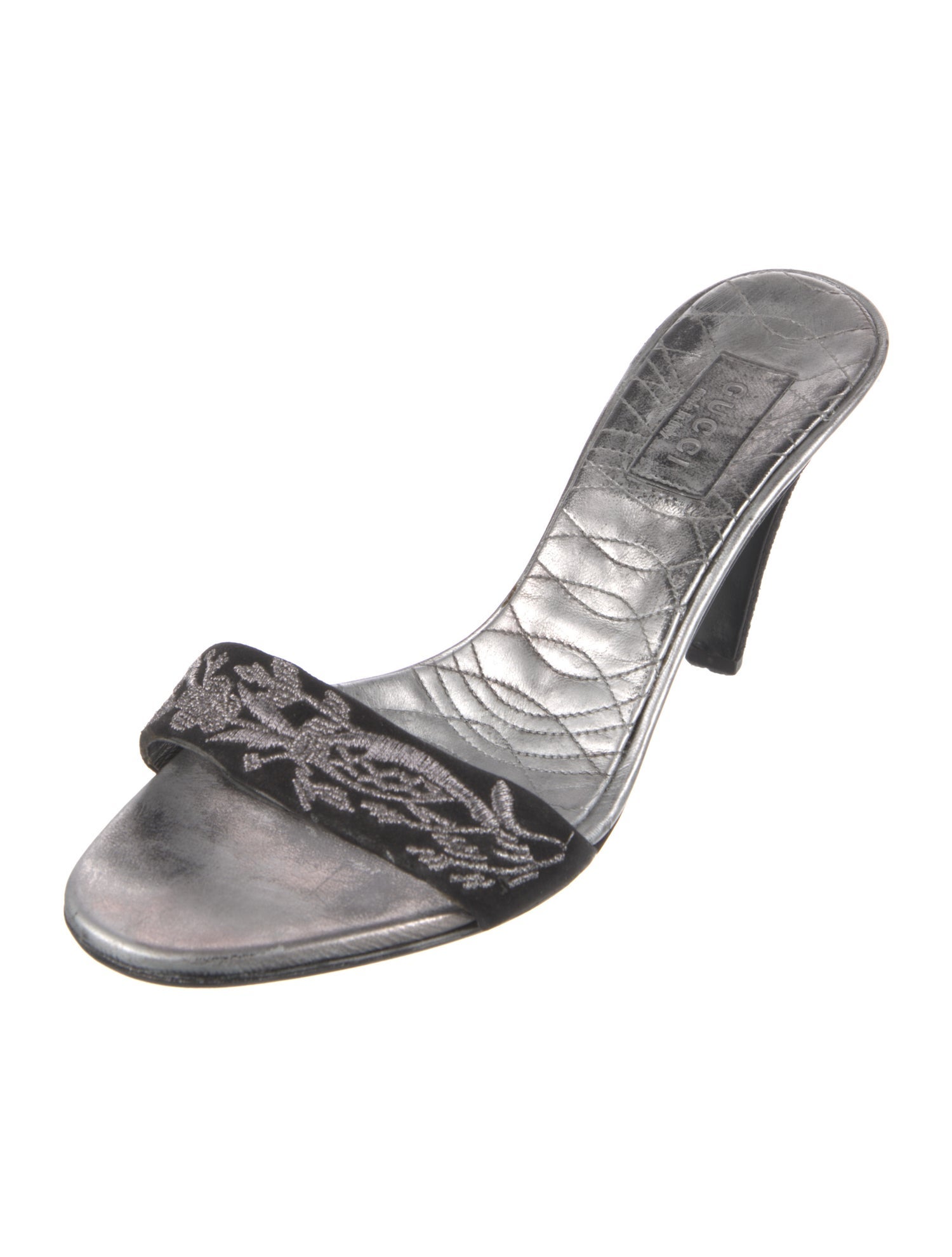 Gucci Graphic Print Embroidered Accent Slides