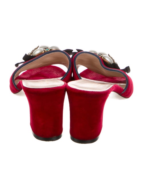 Gucci Faux Pearl Accents Velvet Slides