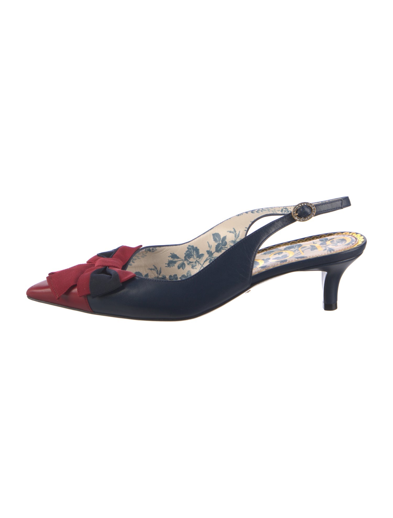Gucci Leather Colorblock Pattern Slingback Pumps